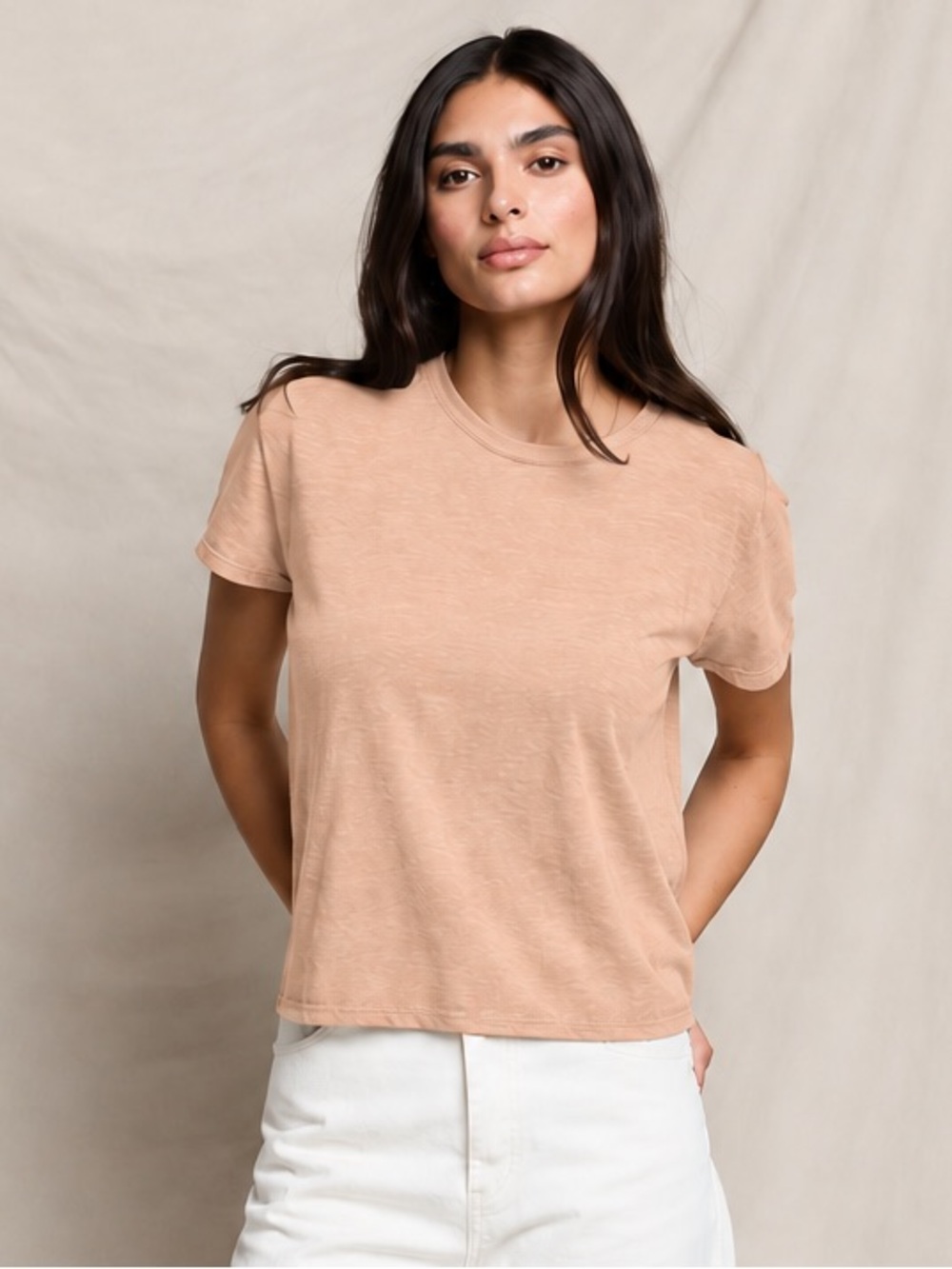 perfectwhitetee Harley Cotton Boxy Crewneck Tee Apricot Size S